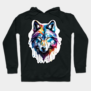 Wolf Head Dripping Rainbow Graffiti Hoodie